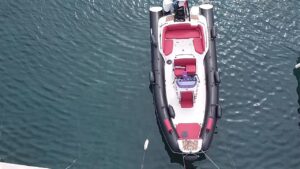 Wind Boat 6.5m aerial view in Skopelos marina