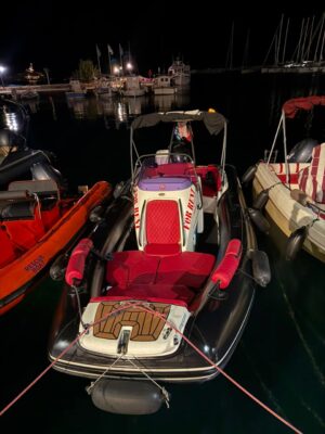 Wind Boat 6.5m night view in Skopelos marina